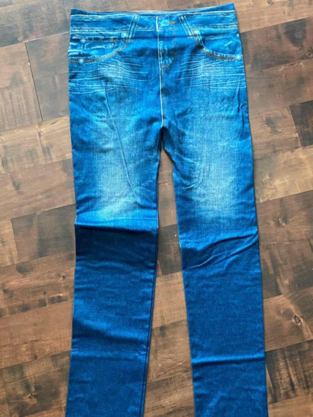Genie Blue Lined Jegging's Women's 2X lined w/Actual Back Pockets Acid Wash Look